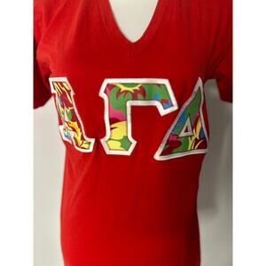 Alpha Gamma Delta Sorority V Neck T Shirt American Apparel Small preppy